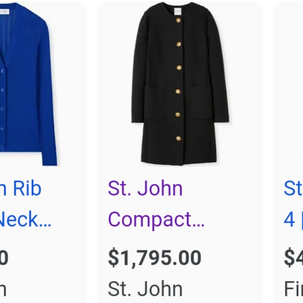 ST. JOHN Timeless Elegance Navy Blue Boucle Topper Coat Gold Clasp HW Classics - Picture 3 of 12
